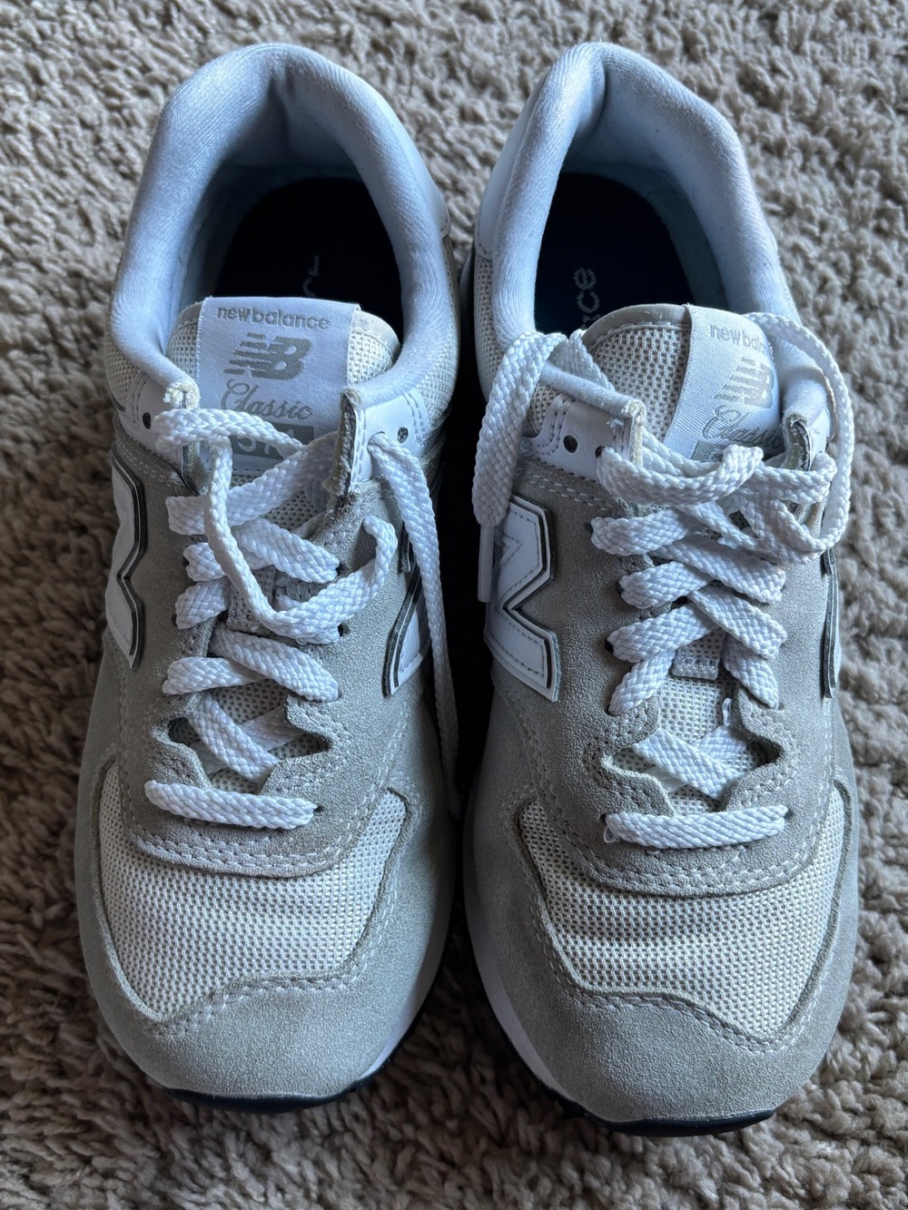 New Balance Light Gray and White Lace-Up Sneakers